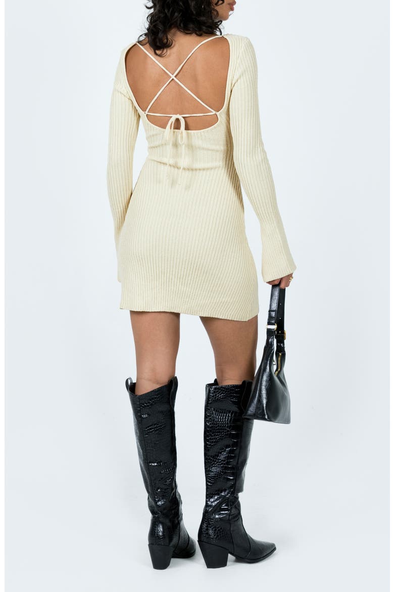 Brownhall Long Sleeve Rib Minidress, Alternate, color, BEIGE