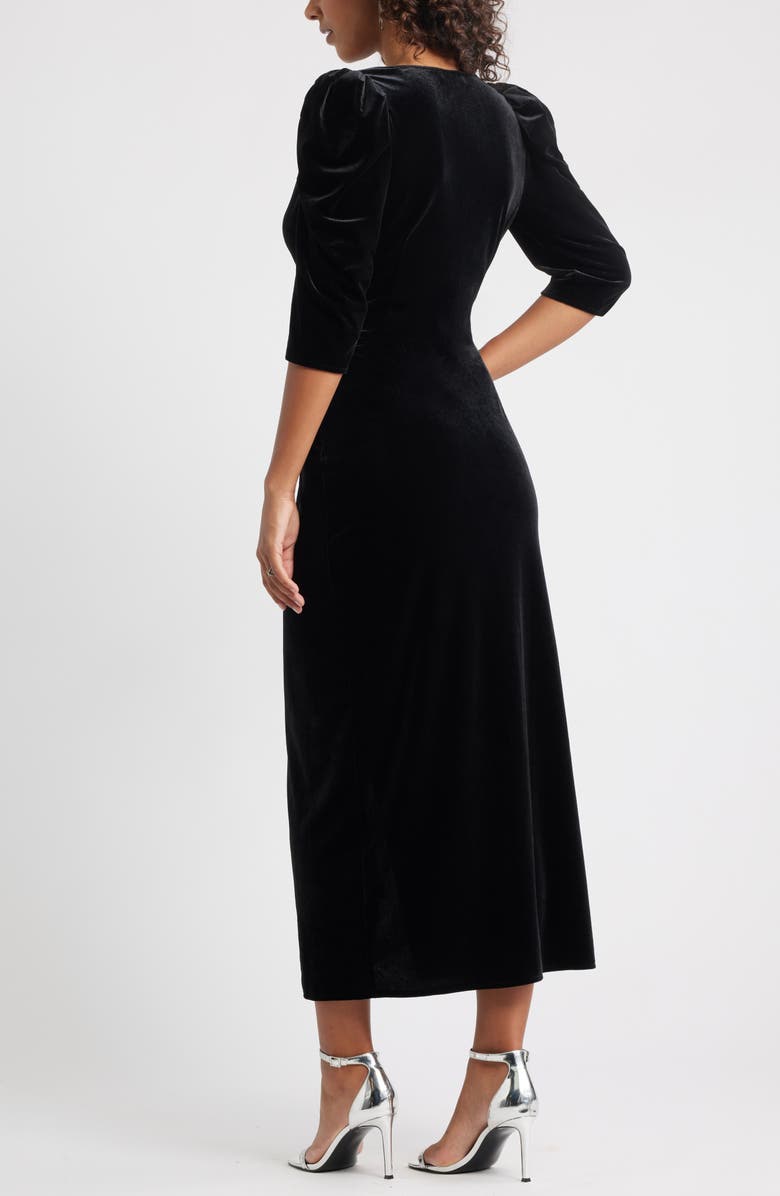 Chelsea28 Faux Wrap Velvet Midi Cocktail Dress, Alternate, color, Black
