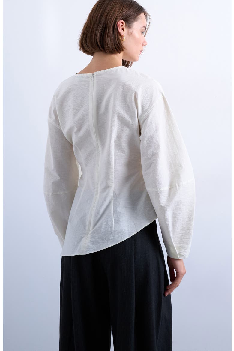 Pleat Front Asymmetric Top, Alternate, color, IVORY