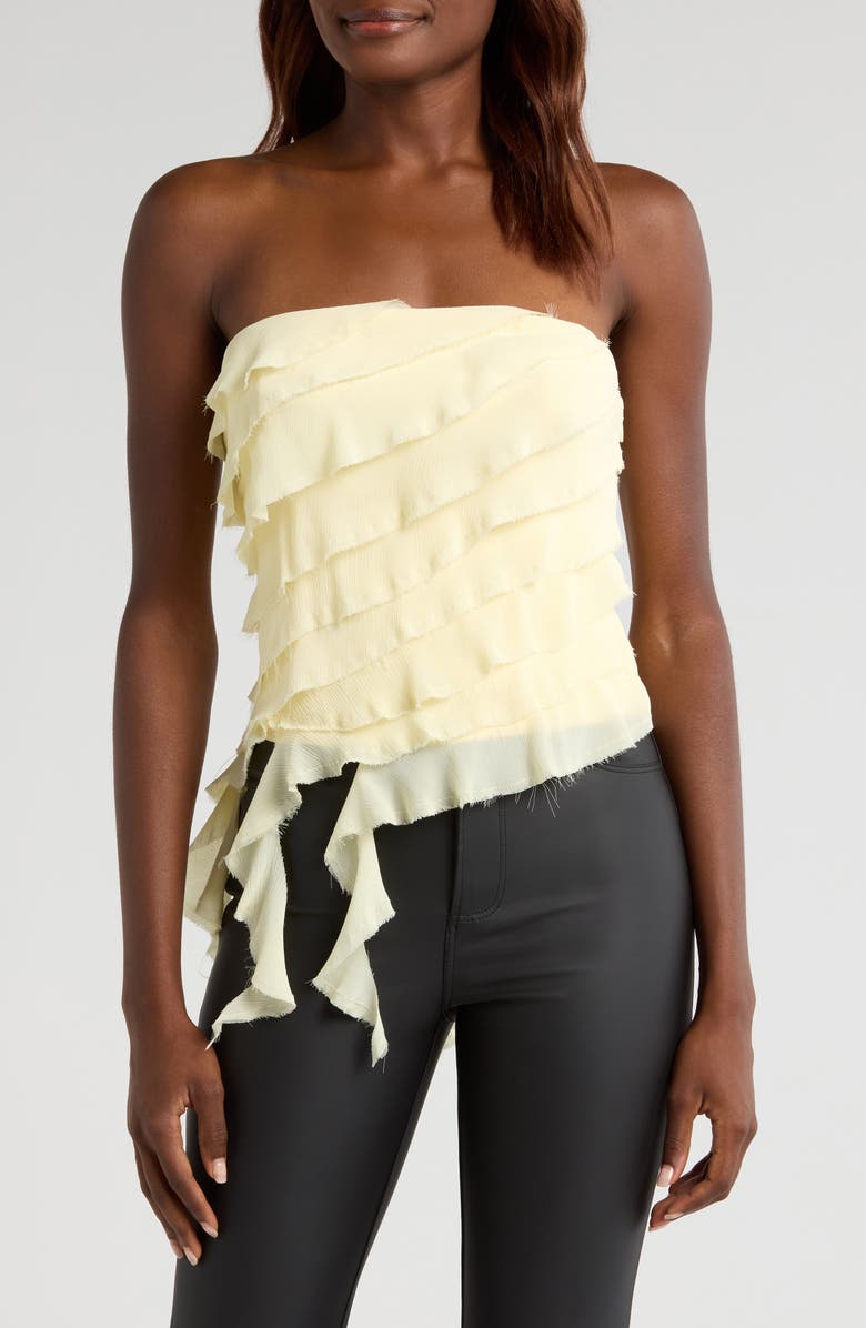 Mistress Rocks Ruffle Strapless Top, Main, color, Vanilla