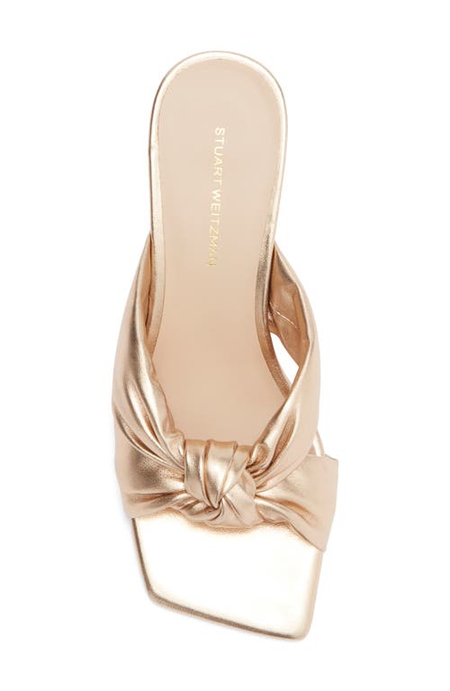 Stuart Weitzman Playa 50 Knot Kitten Heel Sandal In Gold