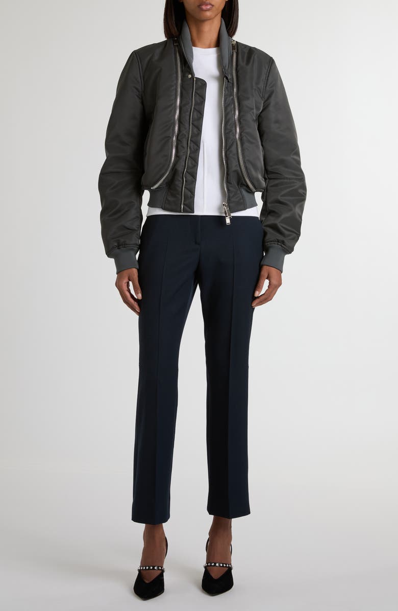 McQueen Zip Pocket Nylon Bomber Jacket, Alternate, color, Grey