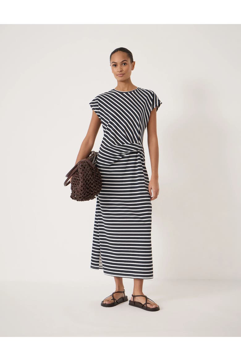 Athena Twist Detail Jersey Dress, Main, color, Stripe Navy