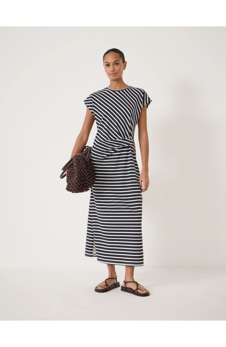 Hush Athena Twist Detail Jersey Dress, Main, color, Stripe Navy