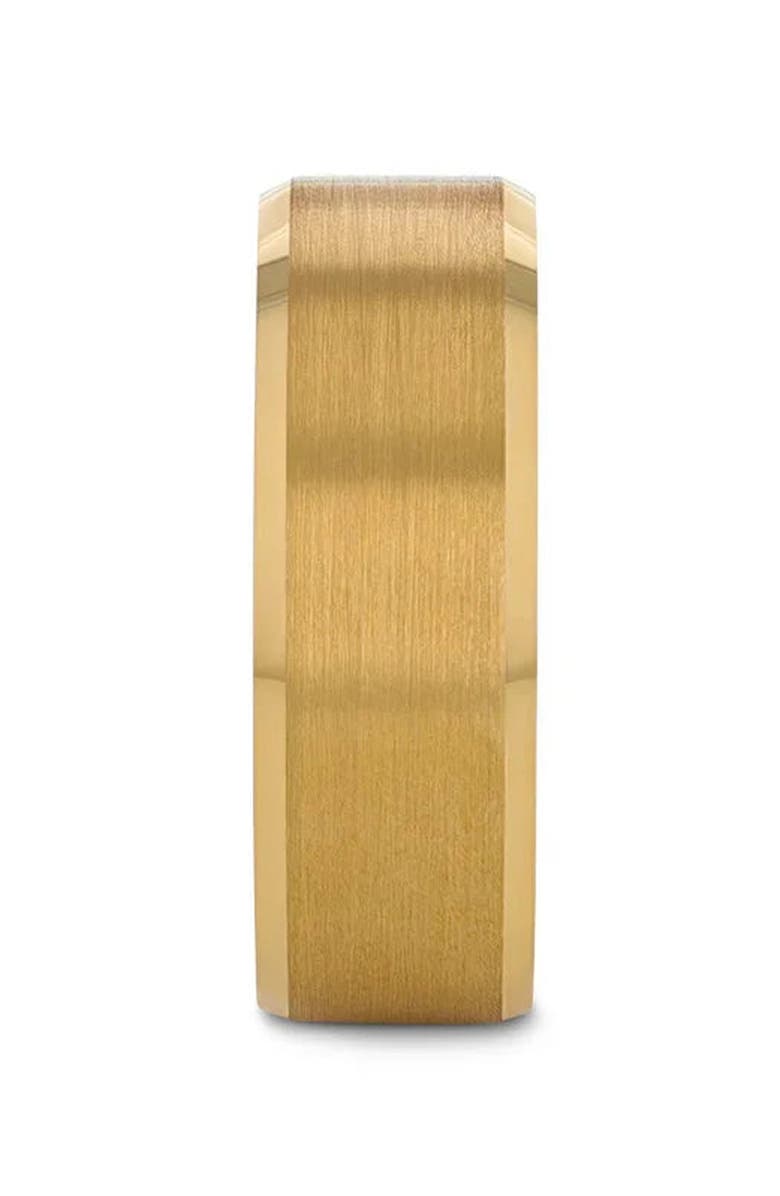 Larson Jewelers Tungsten Beveled Edge Flat Wedding Band With Brushed Center, Alternate, color, Gold 6Mm