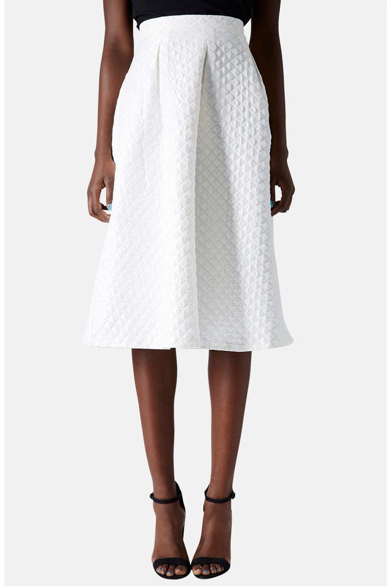 Diamond Jacquard Midi Skirt, Main, color, WHITE