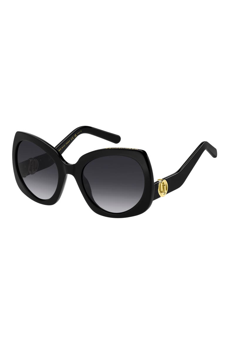 57mm Gradient Butterfly Sunglasses, Alternate, color, BLACK/ DARK GREY SF