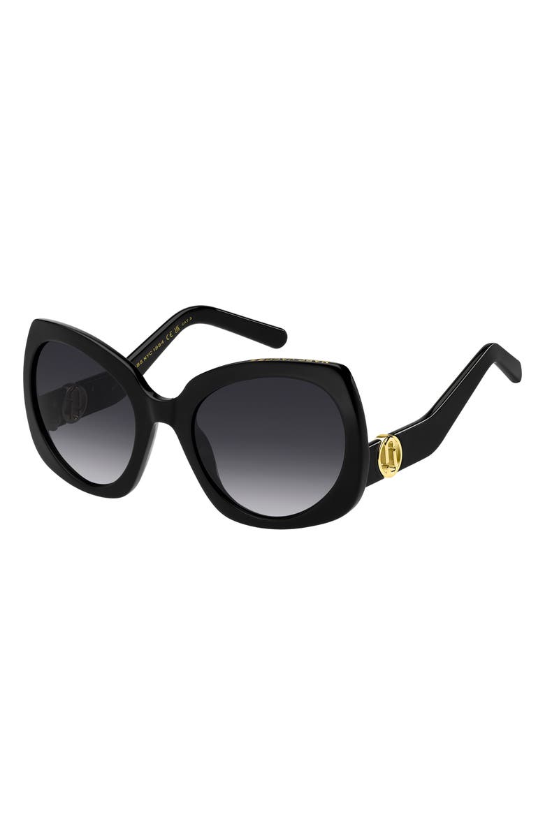 Marc Jacobs 57mm Gradient Butterfly Sunglasses, Alternate, color, Black/ Dark Grey Sf