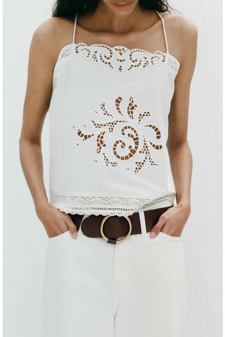 Floral Broderie Anglaise Top, Main, color, OFF WHITE