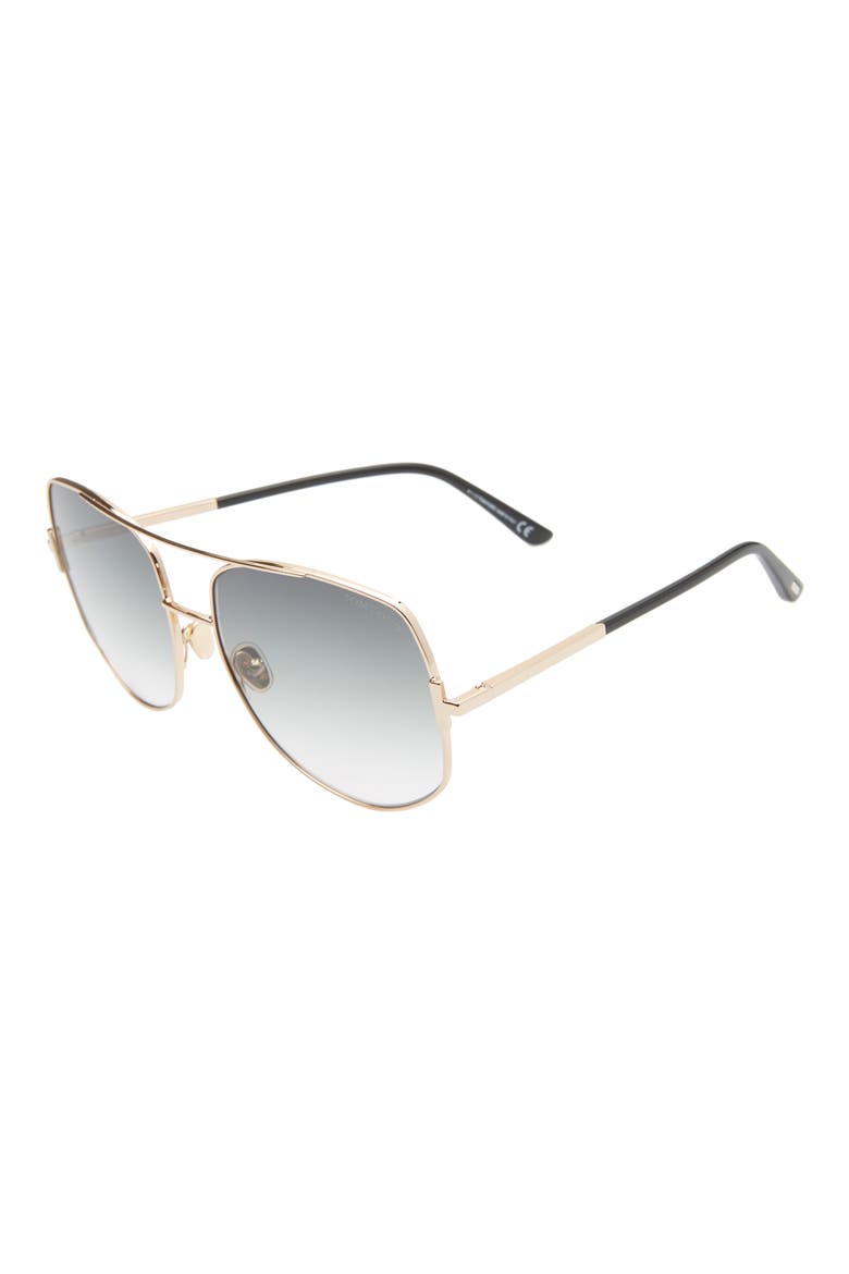 Lennox 62mm Oversize Aviator Sunglasses, Alternate, color, ROSE GOLD/ GREY