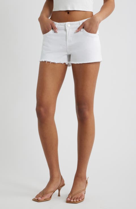 Low Rise Fray Hem Denim Shorts