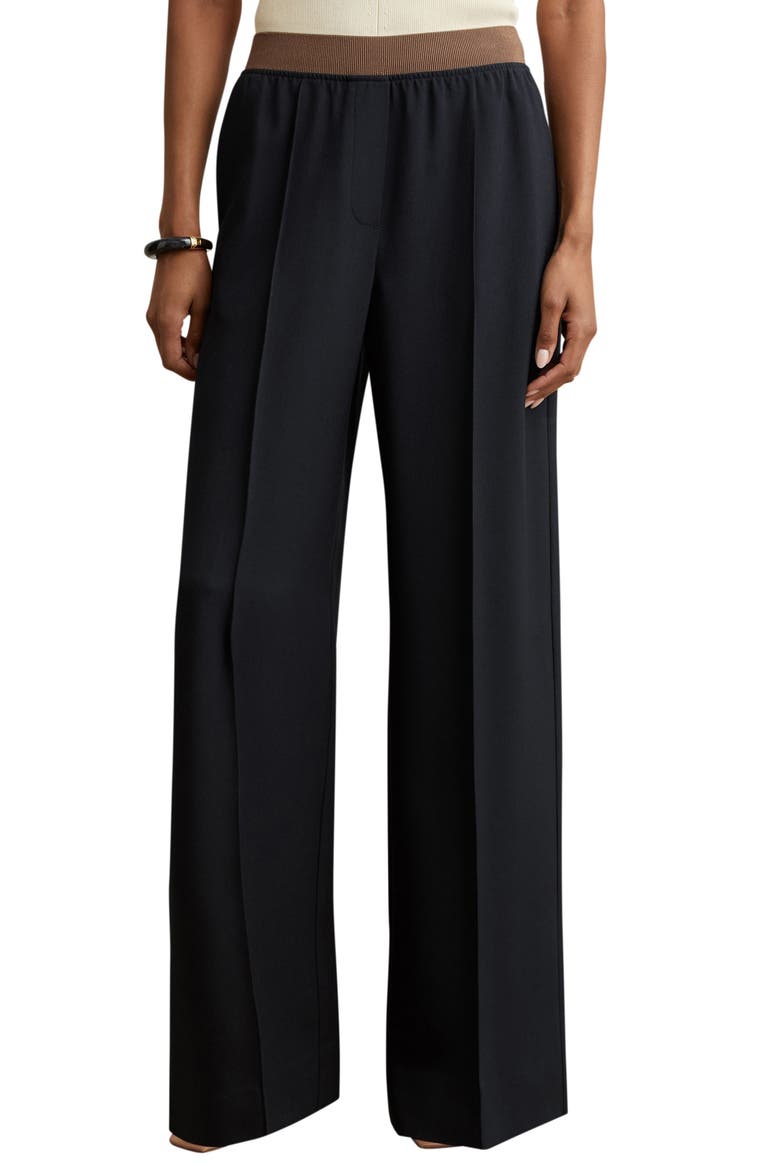 Eden Wide Leg Twill Pants, Main, color, NAVY