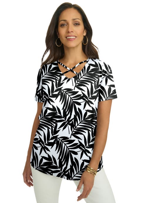 Stretch Cotton Crisscross Strap Tee (Plus Available)