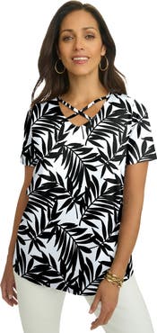 Jessica London Stretch Cotton Crisscross Strap Tee