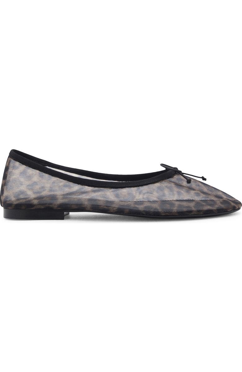 MANGO Animal Print Mesh Ballerina Flat, Alternate, color,