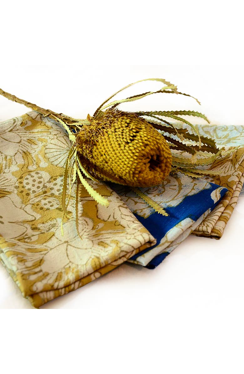 Ichcha Mix & Match Block Print Cotton Napkins, Alternate, color, Gold