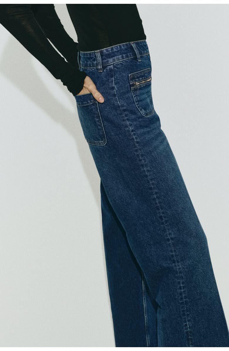 H&M Straight high jeans, Alternate, color, Denim Blue