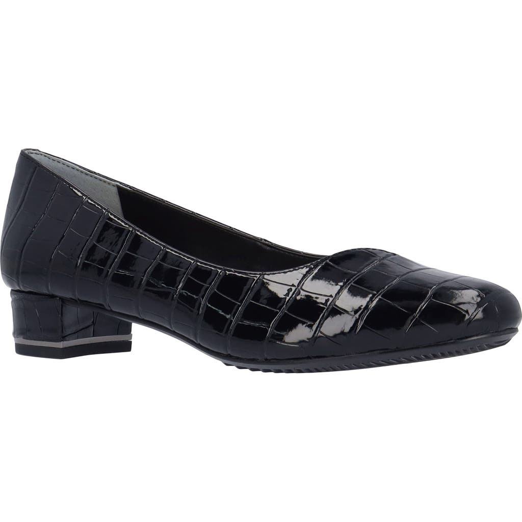 J. Reneé Bambalina Croc Embossed Block Heel Pump In Black