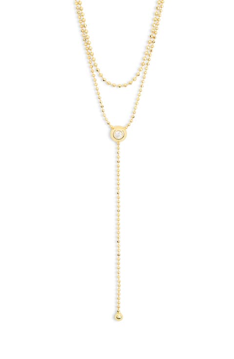 Bezel Cubic Zirconia Lariat Necklace