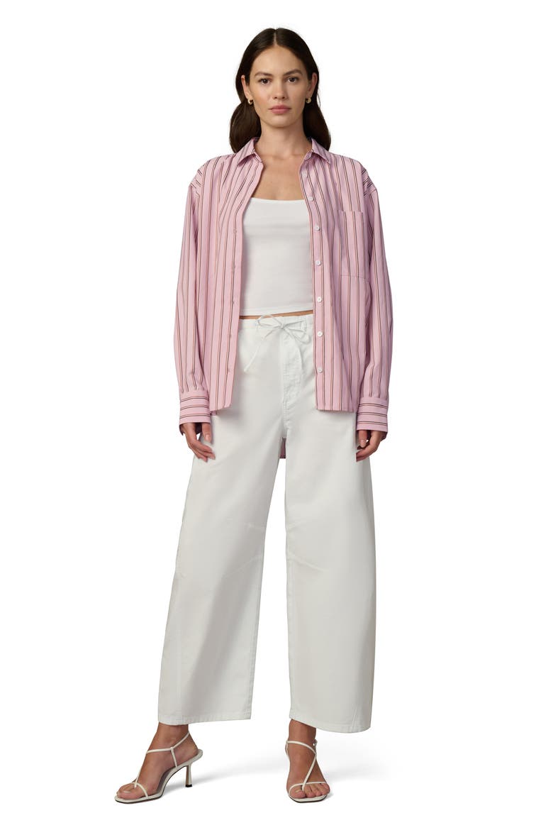 The Boyfriend Stripe Oversize Button-Up Shirt, Alternate, color, BLUSH PINK STRIPE