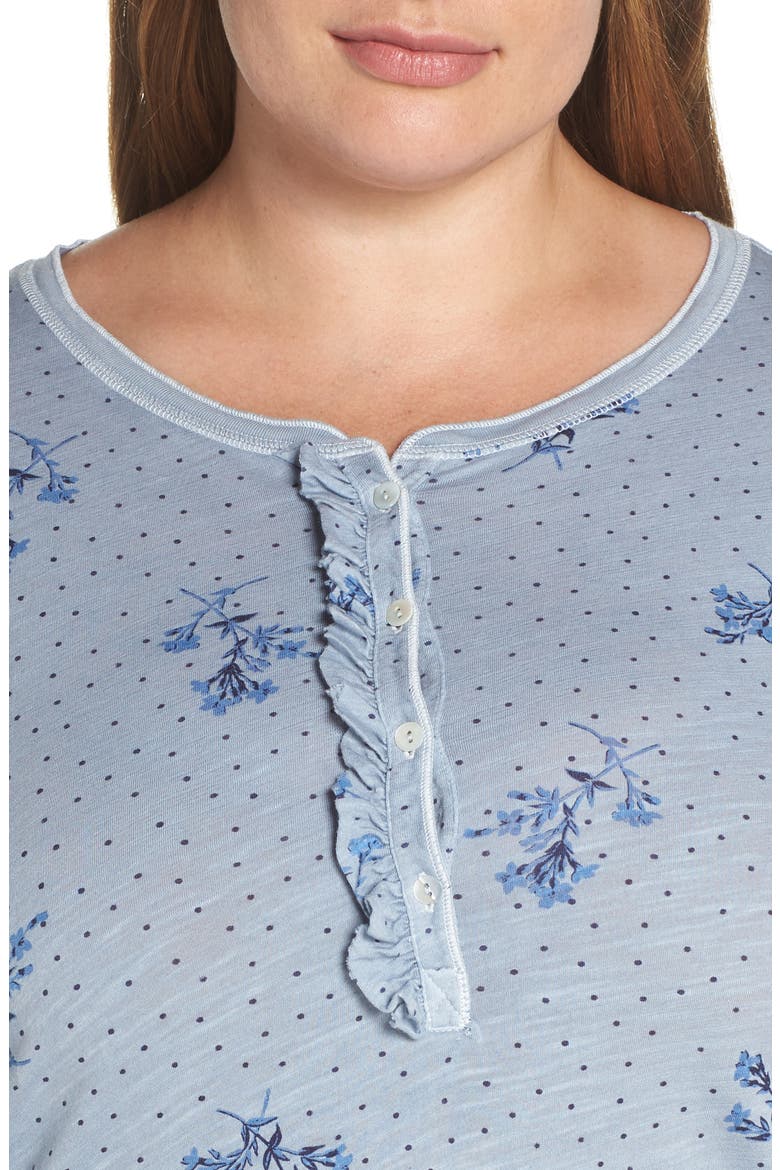 Washed Ruffle Henley Top, Alternate, color, MULTI