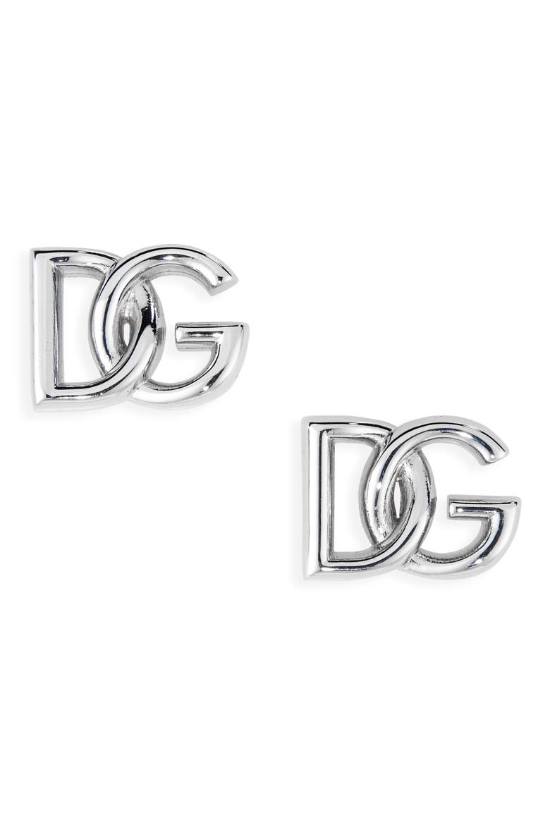 DG Stud Earrings, Main, color, SILVER