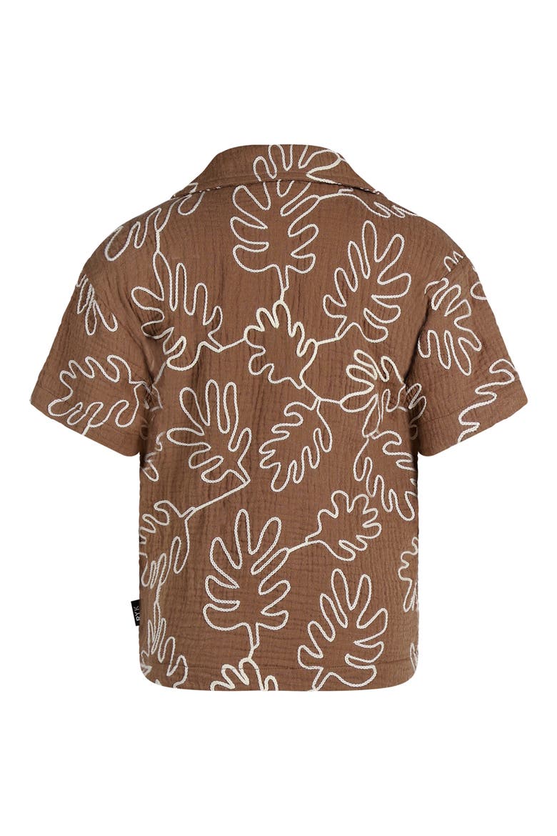 Kids' Textured Short Sleeve Shirt, Alternate, color, CHOCOLATE
