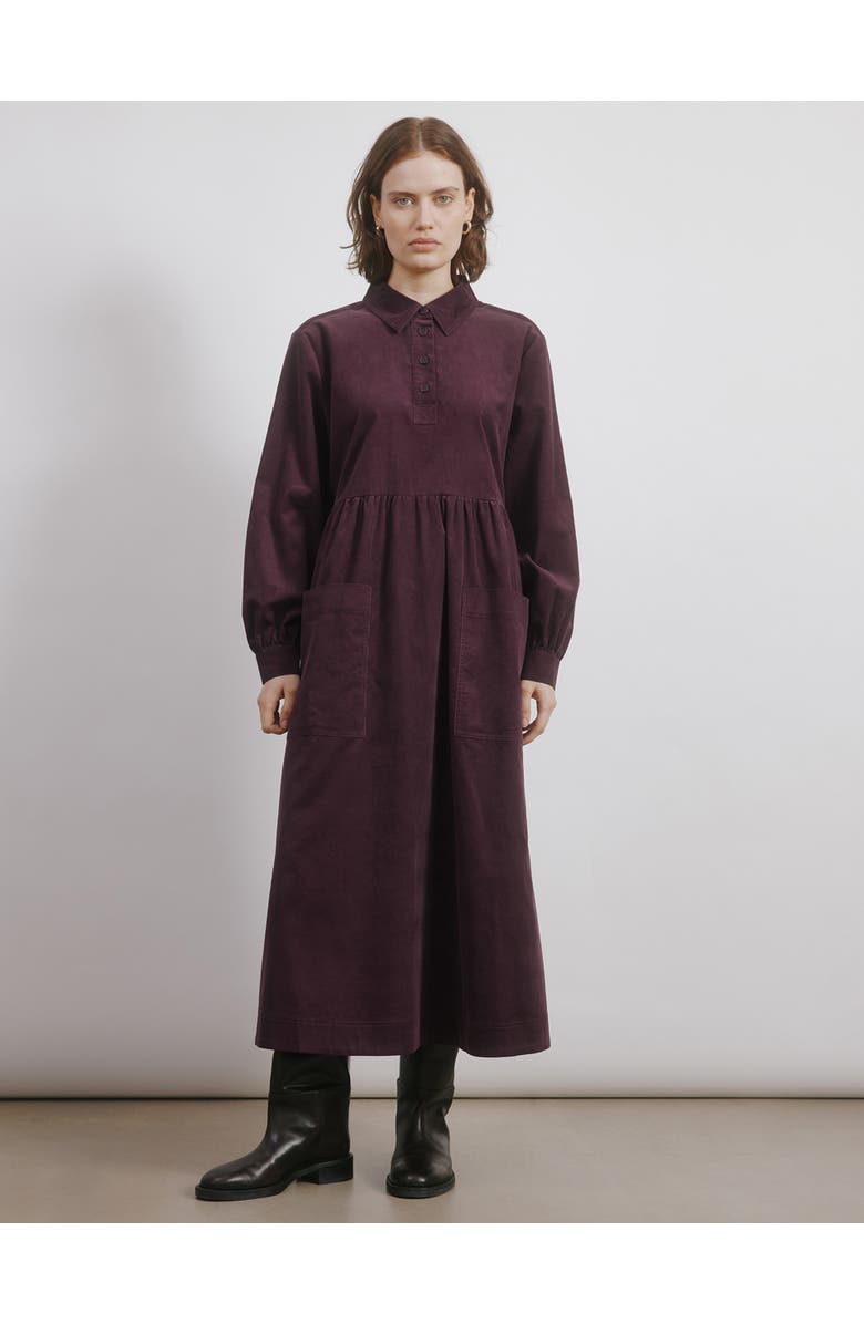 Albaray Cord Placket Midi Dress, Main, color, Burgundy