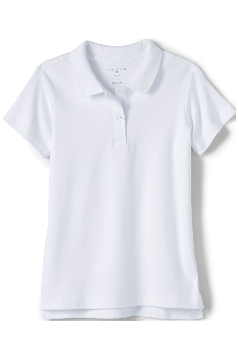 School Uniform Girls Short Sleeve Feminine Fit Interlock Polo Shirt, Alternate, color, White