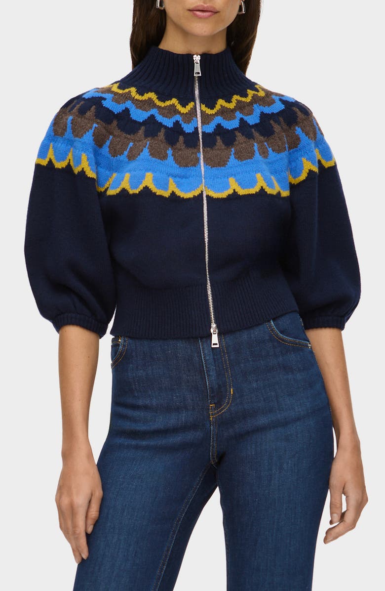 ALIGNE Nelly Fair Isle Zip Front Cardigan, Main, color, Blue Multi