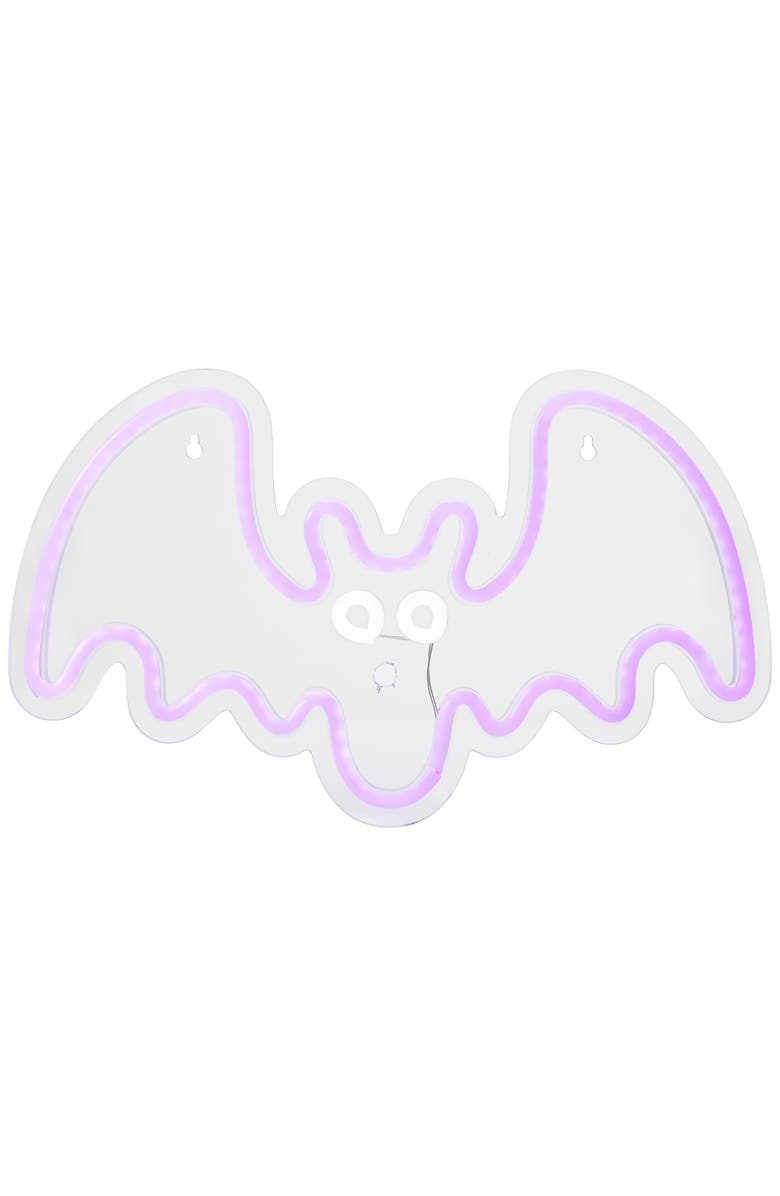 Northlight LED Neon Lighted Halloween Bat Wall or Window Decoration - 15" - Purple, Main, color, 