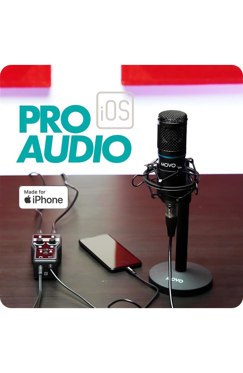 MOVO iPhone Podcast Equipment Bundle - Compatible with iPhone, iPad, iOS, Alternate, color, Black