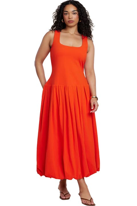 Drop-Waist Bubble Maxi Dress (Plus)