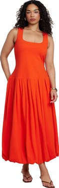 ELOQUII Drop-Waist Bubble Maxi Dress