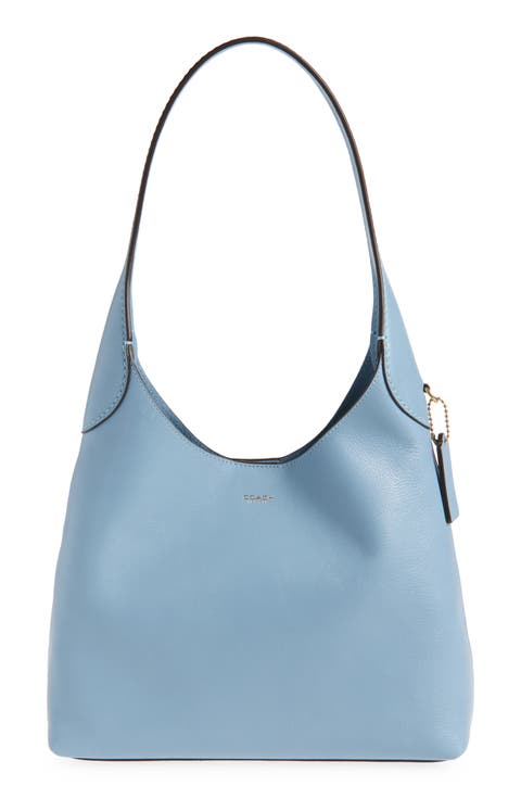 COACH BLUE Genuine LEATHER HOBO SHOULDER BAG WITH SILVER