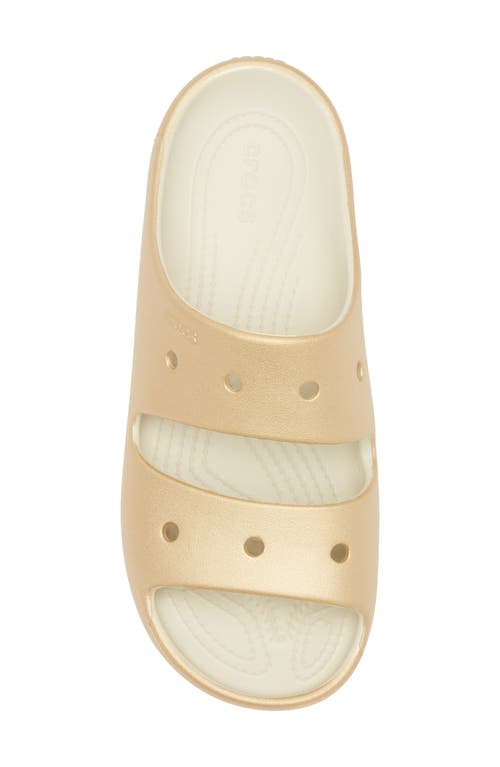 Crocs Classic Metallic Slide Sandal In Gold