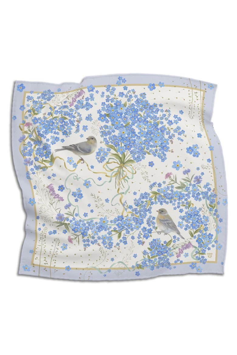 Forget Me Not Silk Scarf, Main, color, Off White