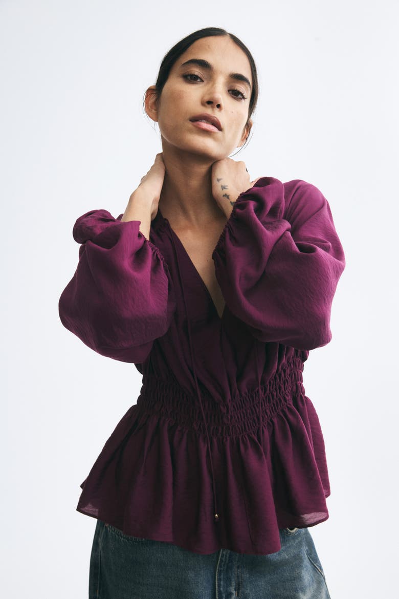 Smocked Blouse, Main, color, Dark purple