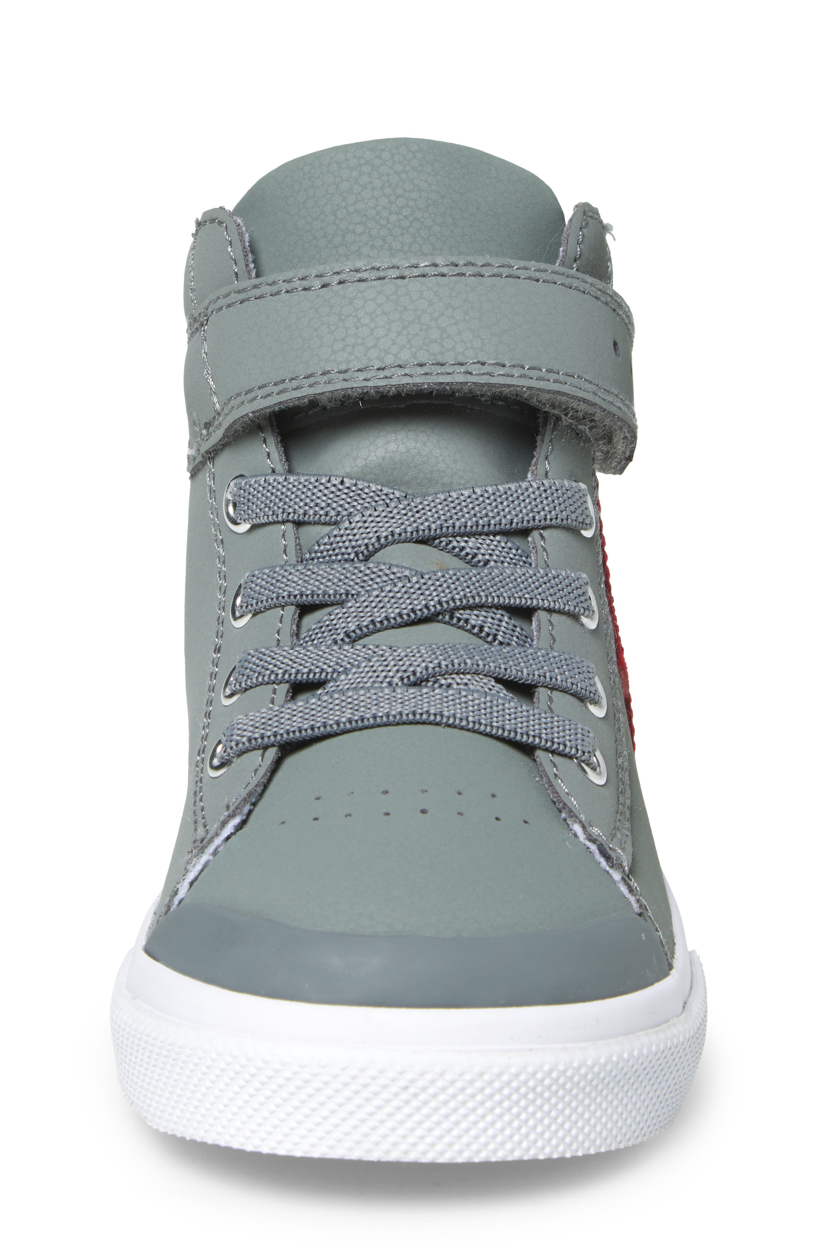 Footmates Kids' Riley High Top Sneaker, Alternate, color, Gray/ Red