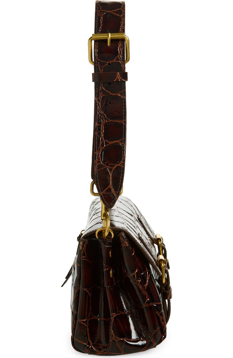 Dries Van Noten Croc Embossed Satchel, Alternate, color, 703 Brown