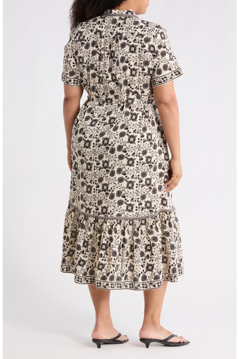 Short Sleeve Maxi Shirtdress, Alternate, color, CREAM/ BLACK FLORAL
