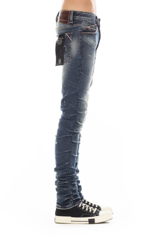 Cult Of Individuality Punk Nomad Paint Splatter Ripped Super Skinny Jeans In Cactus