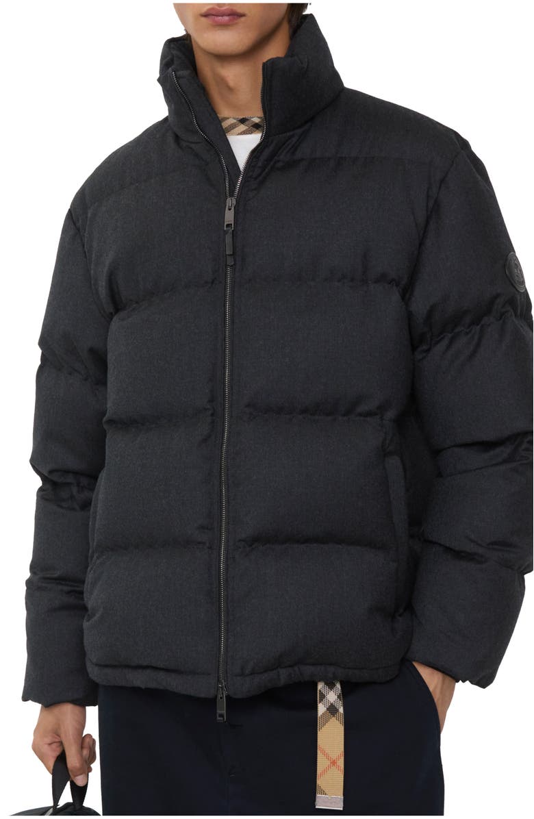 Burberry Wool Snowdon Puffer Jacket, Main, color, Charcoal Grey