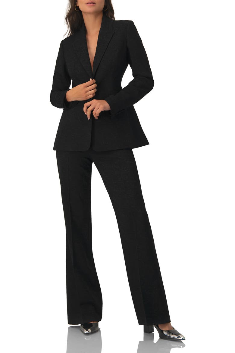 Blazer with Pockets and Floral Accessory, Alternate, color, Black