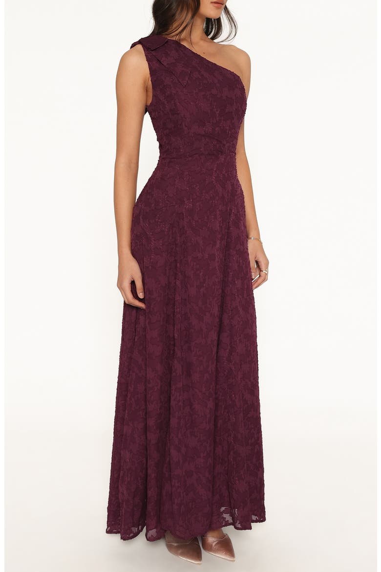 Astarla One-Shoulder Maxi Dress, Alternate, color, PLUM BURNOUT