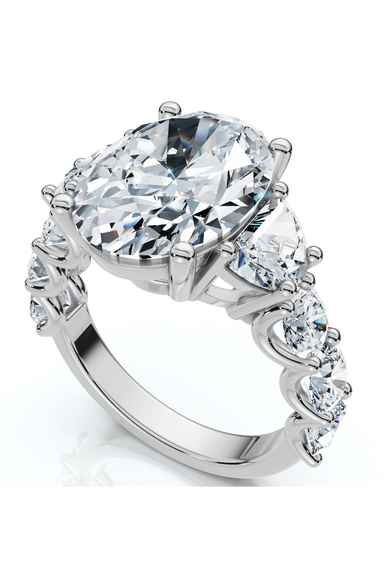 Certified 7 1/2Ct Laura Diamond Engagement Ring (5Ct Center) 14k Gold Lab Grown, Alternate, color, 14k White Gold