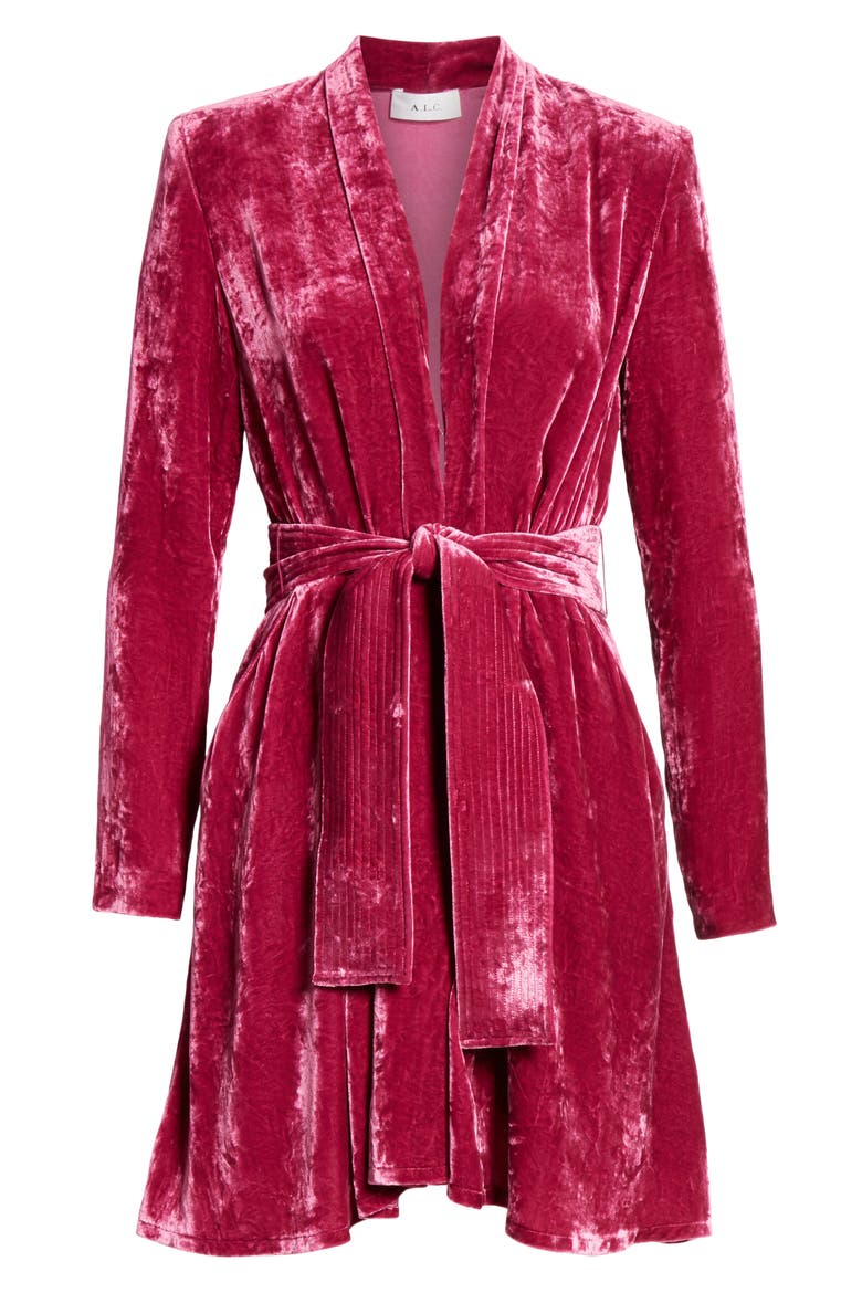 Kiera Crushed Velvet Minidress, Alternate, color, HOT PINK