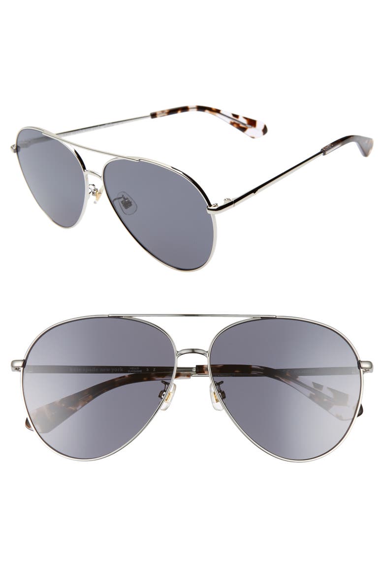 Kate Spade New York carolane 61mm special fit polarized aviator sunglasses, Main, color, 