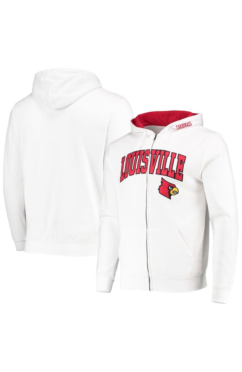 COLOSSEUM Men's Colosseum White Louisville Cardinals Arch & Logo 3.0 Full-Zip Hoodie, Main, color, White