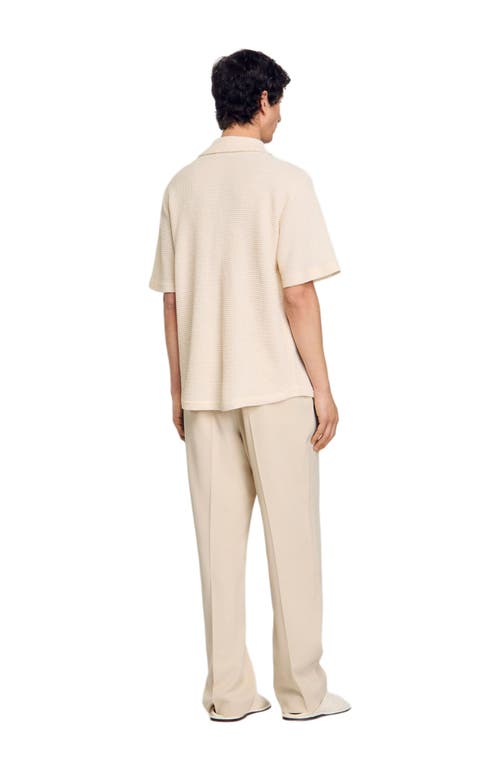 Sandro Waffled Shirt In Ivory.